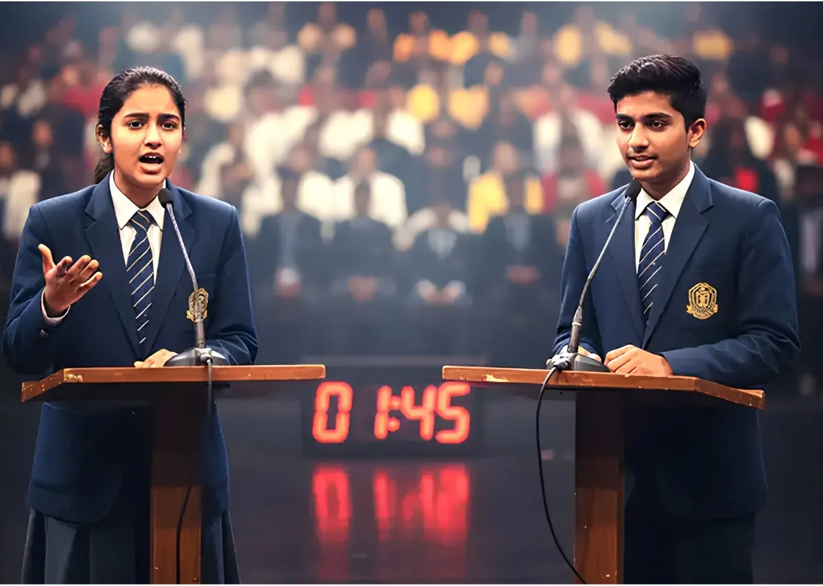 Students building public speaking and debate skills through GrittyTech online classes.